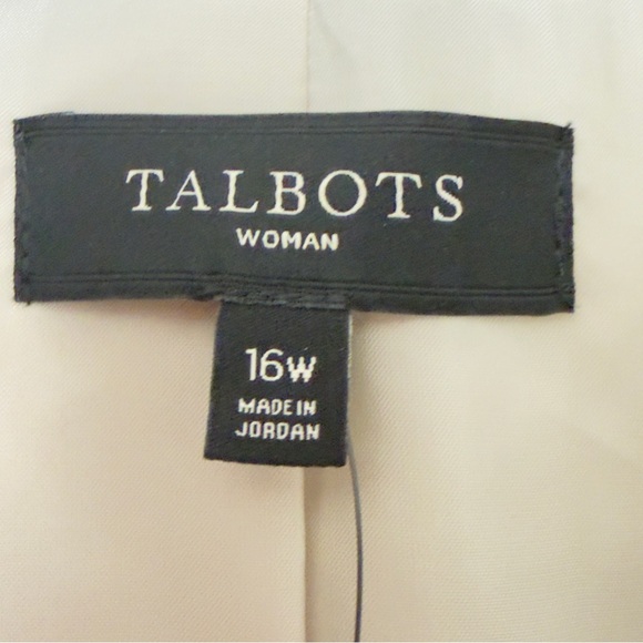 Talbots Size 14 Womens Tan Beige Collared Career Blazer size 16W - Picture 4 of 11